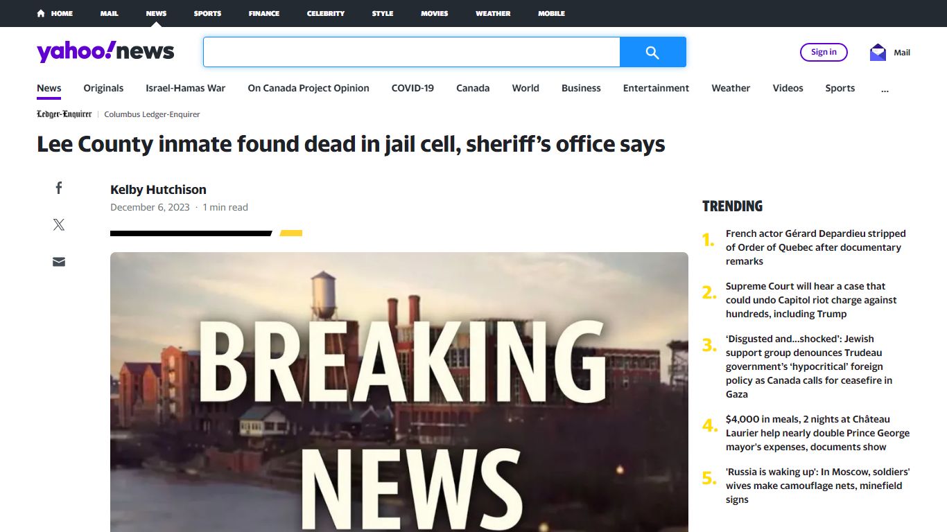 Lee County inmate found dead in jail cell, sheriff’s office says